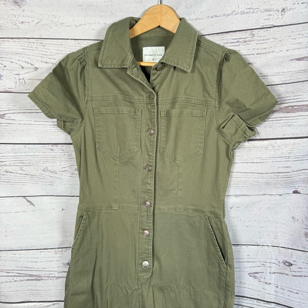 Celebrity Pink Olive Green Women's Jumpsuit Size S - Picture 2 of 5
